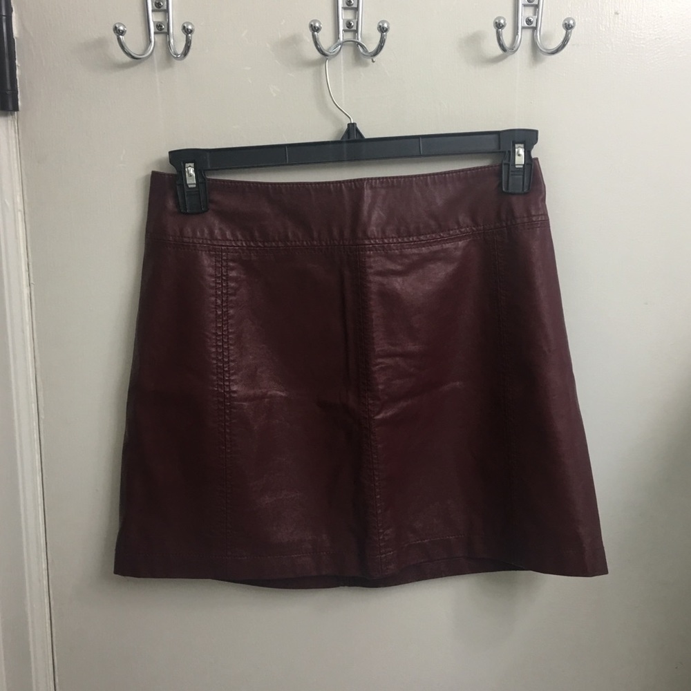 Leather maroon Free People skirt